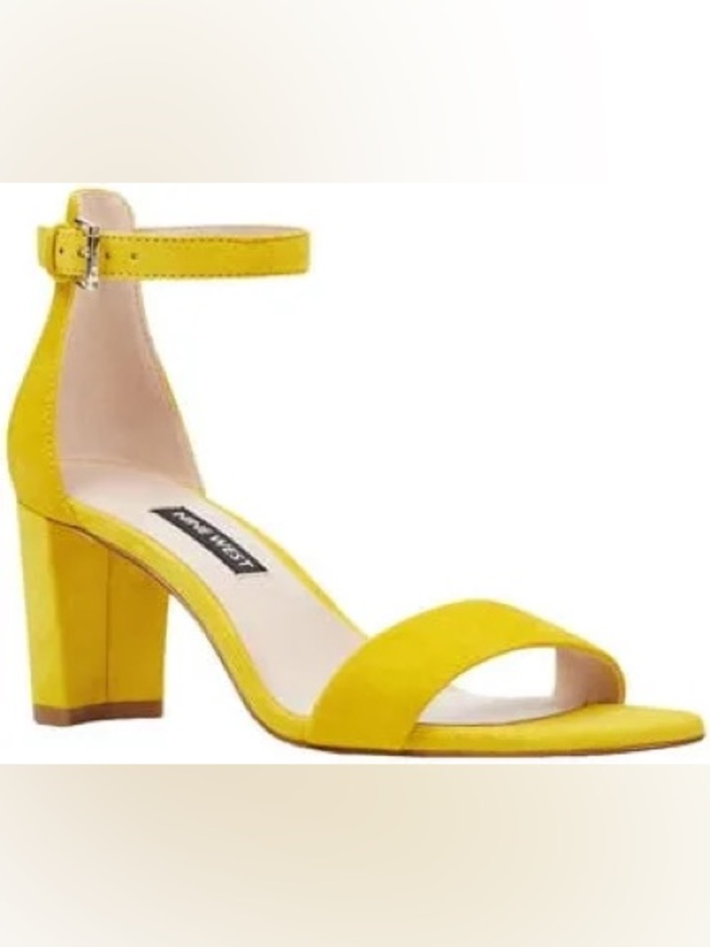 Nine West - PRUCE -  Yellow Ankle-Strap Block Heel Sandal